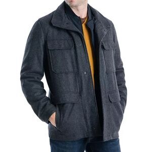 Michael Kors Mens Black Mayfield Field Wool Coat SIZE LARGE